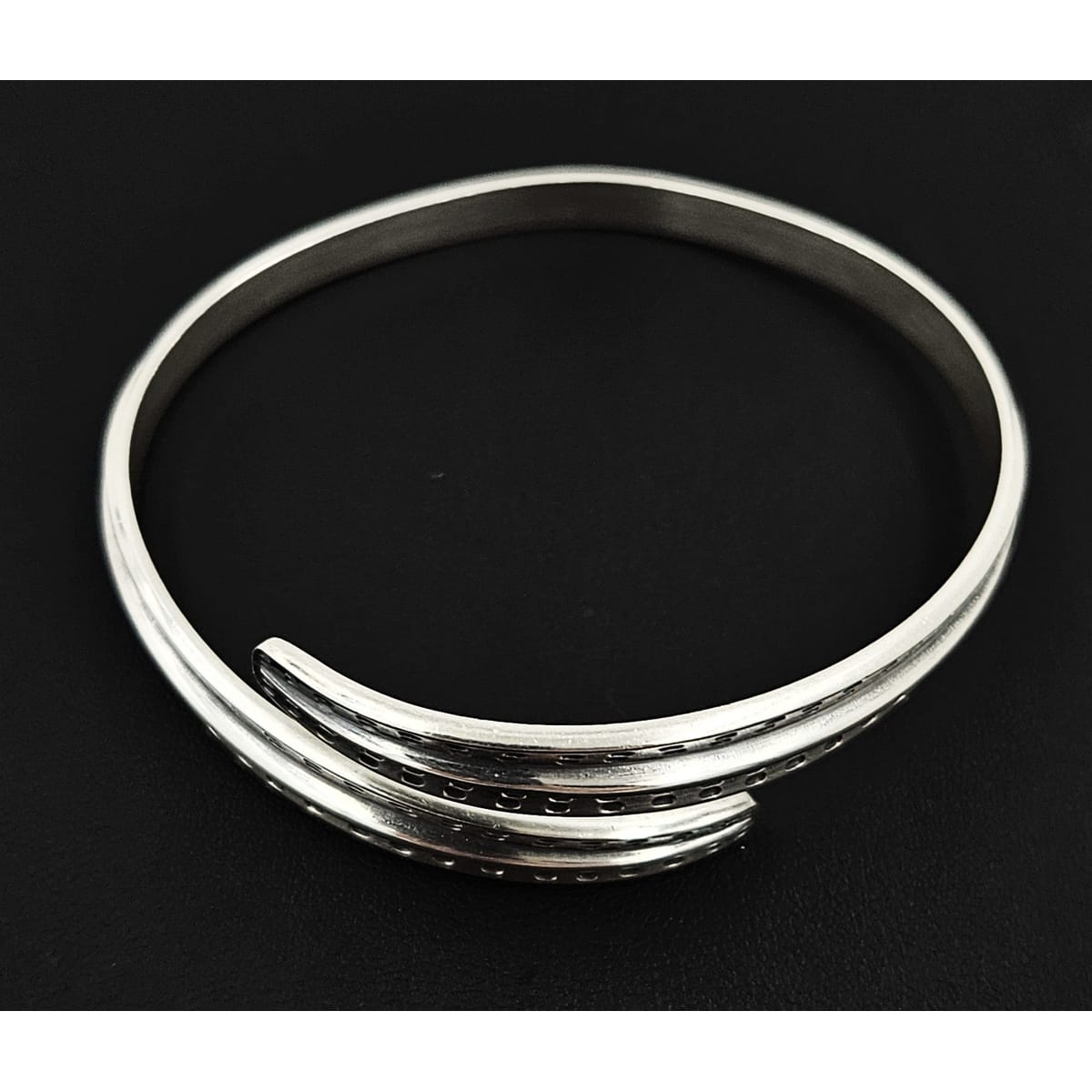 David Andersen Jewelry David Andersen Norway Sterling Viking Saga Series Bi-Pass Bangle Circa 1960&