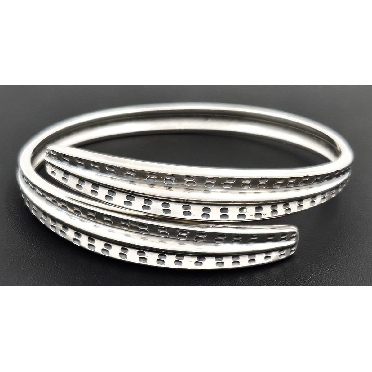 David Andersen Jewelry David Andersen Norway Sterling Viking Saga Series Bi-Pass Bangle Circa 1960&