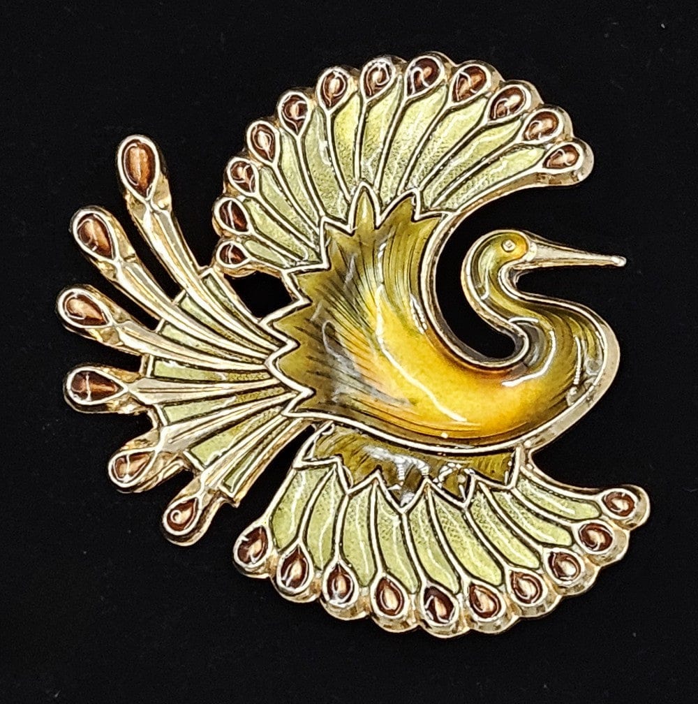 David Andersen Jewelry David Andersen Sterling Enamel LARGE Art Deco Peacock Brooch 1920s RARE