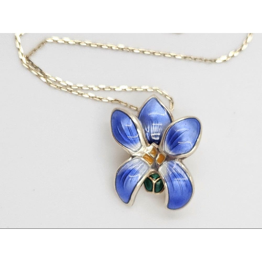 David Andersen Jewelry David Andersen Sterling Enamel Large Lilac Flower Brooch
