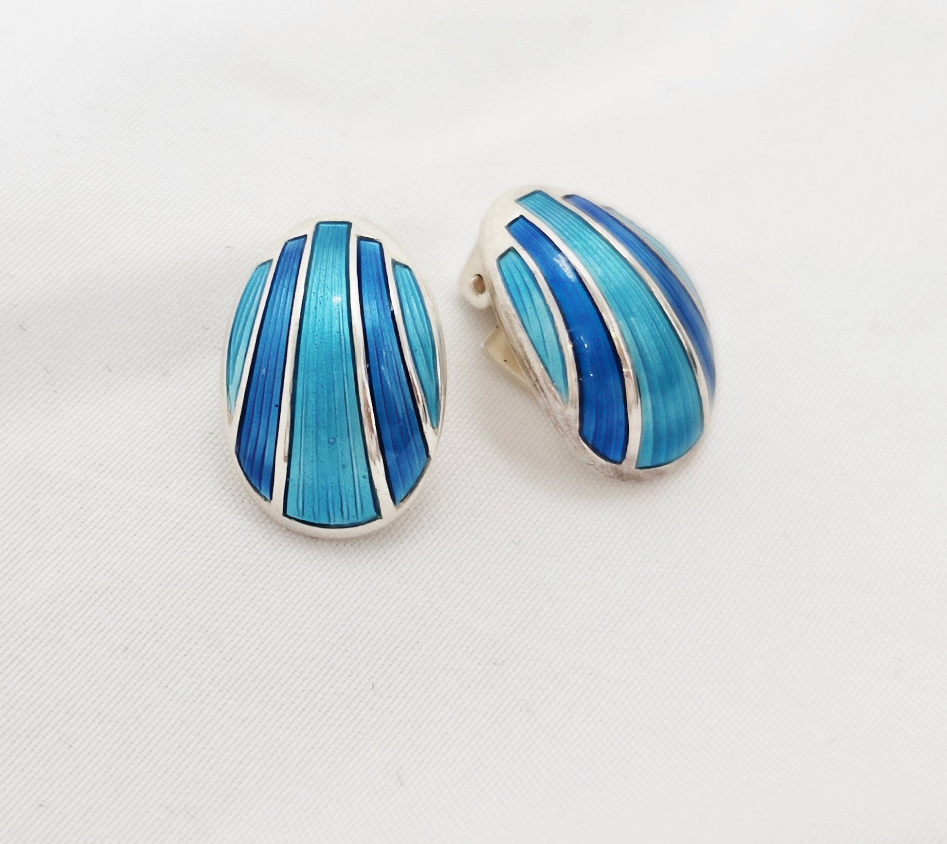 David Andersen Jewelry David Andersen Sterling Enamel Modernist Earrings 1960s