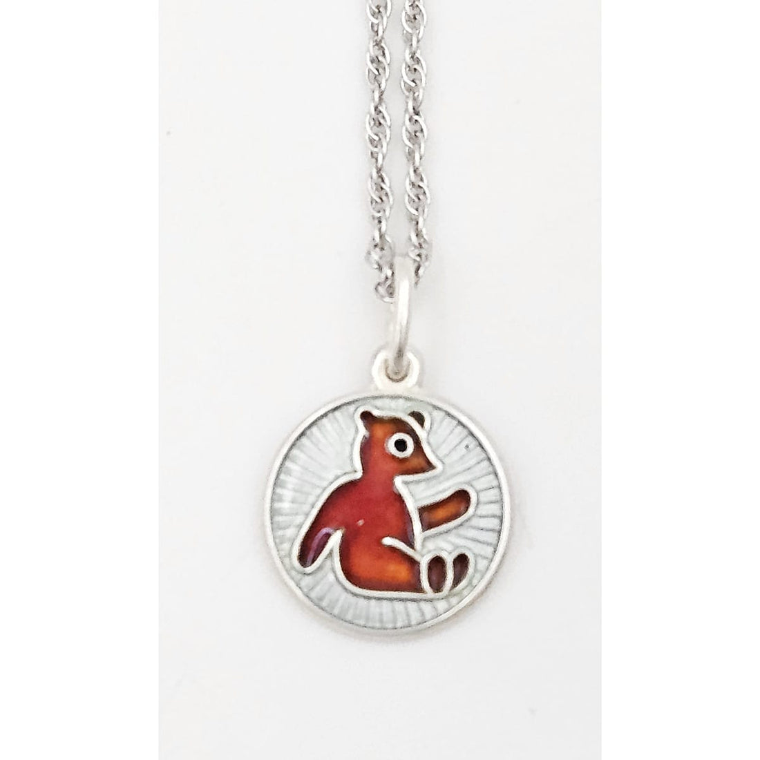 David Andersen Jewelry David Andersen Sterling Enamel Teddy Bear Pendant Necklace 1950s