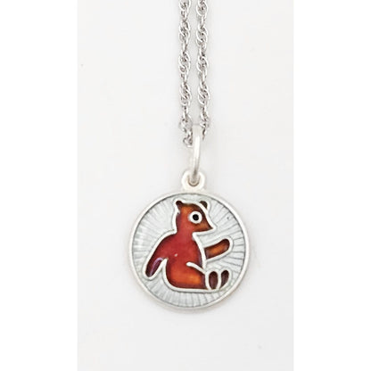 David Andersen Jewelry David Andersen Sterling Enamel Teddy Bear Pendant Necklace 1950s