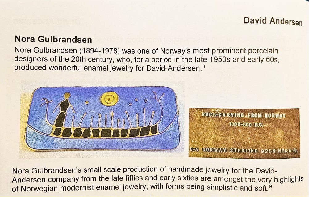 David Andersen Jewelry David Andersen Sterling Enamel Viking Hieroglyphics Brooch C. 1950's