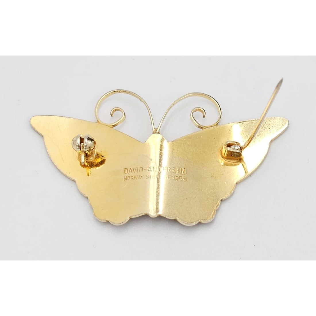 David Andersen Jewelry David Andersen Sterling Multi-Color Enamel LARGE Butterfly Brooch 1940s