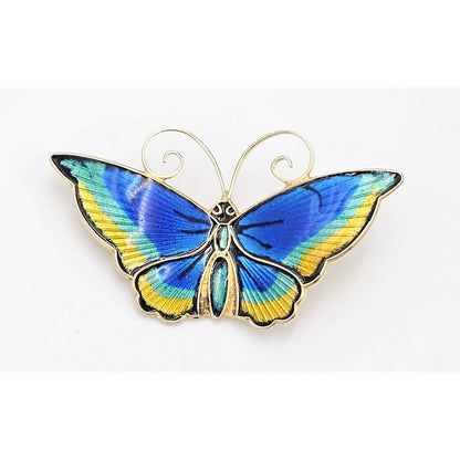David Andersen Jewelry David Andersen Sterling Multi-Color Enamel LARGE Butterfly Brooch 1940s