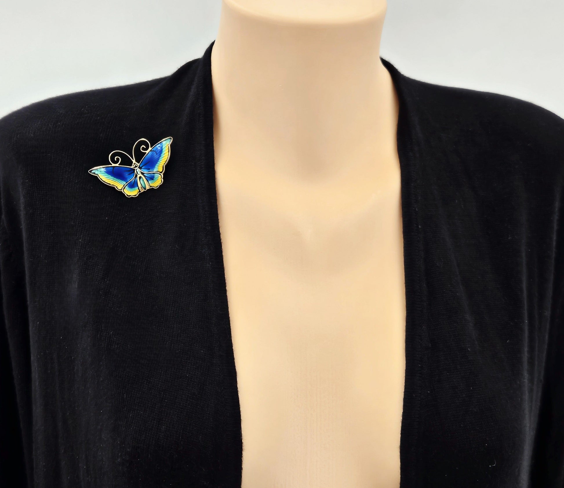 David Andersen Jewelry David Andersen Sterling Multi-Color Enamel LARGE Butterfly Brooch 1940s