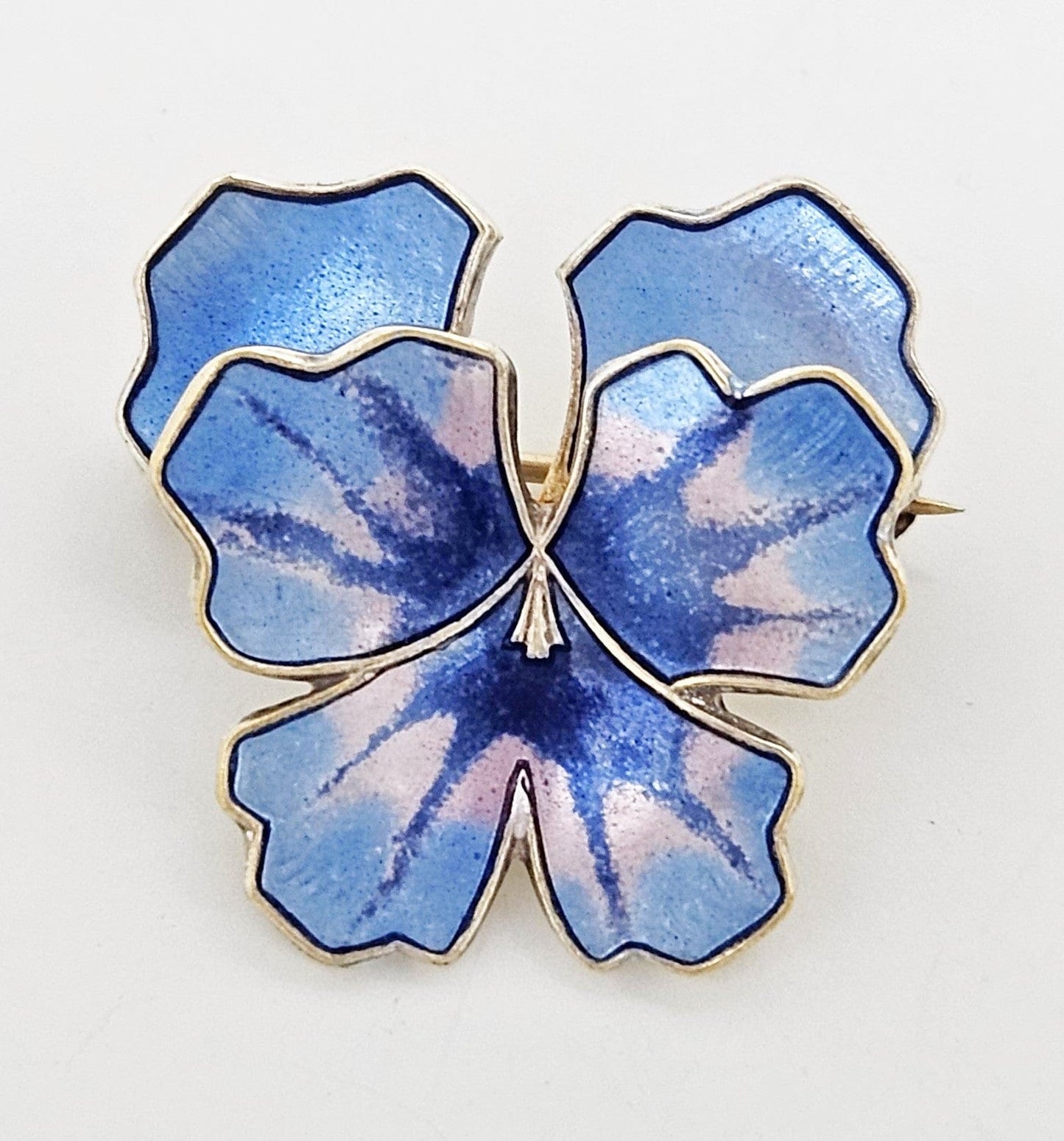 David Andersen Jewelry Norway David Andersen Sterling & Enamel Pansy Flower Brooch Pendant 1940s