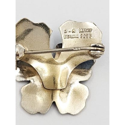 David Andersen Jewelry Norway David Andersen Sterling &amp; Enamel Pansy Flower Brooch Pendant 1940s
