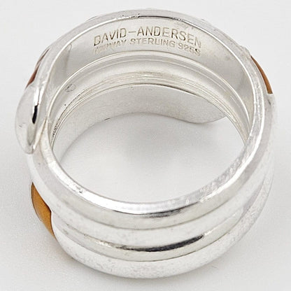 David Andersen Jewelry Norwegian David Andersen Sterling &amp; Blue Enamel Wrap Ring Circa 1960s
