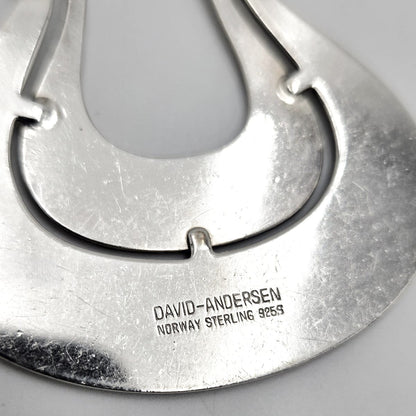 David Andersen Jewelry Norwegian David Andersen Sterling Modernist Large Long Viking Pendant 1950/60s