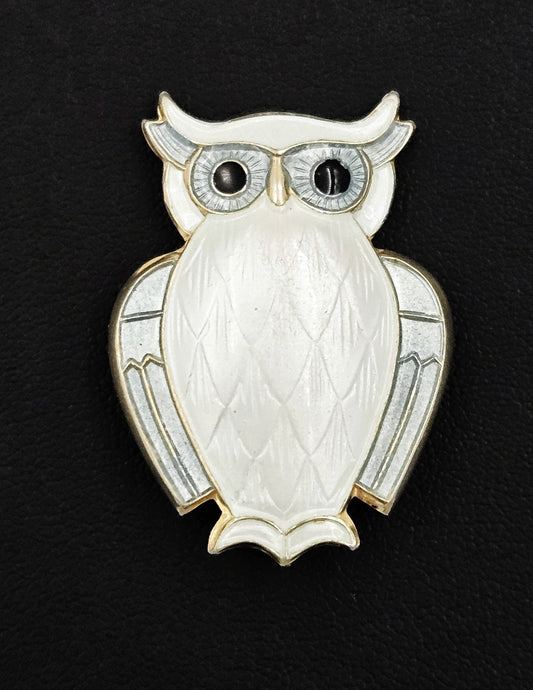 David Andersen Jewelry RARE David Andersen Norway Sterling & Enamel Owl Brooch Pin Pendant 1950's