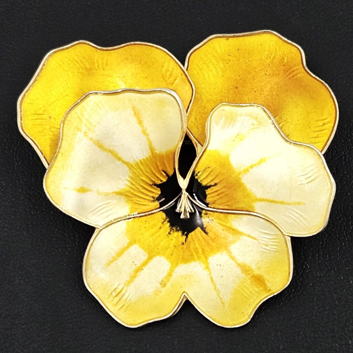 David Andersen Jewelry Superb David Andersen Norway Sterling Enamel XL 3-D Pansy Brooch C. 1940s