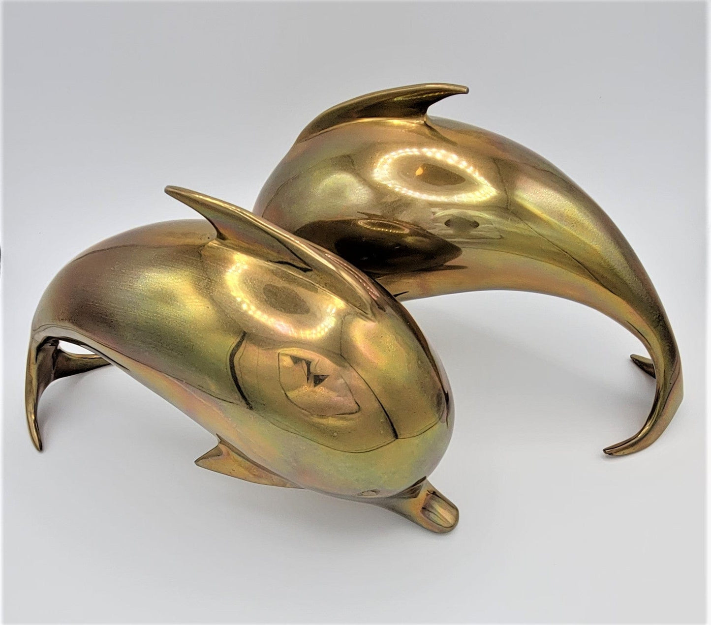 Dolbi Cashier Bookends Superb Dolbi Cashier Solid Brass Dolphin Porpoise Sculptural Bookends Circa 1986