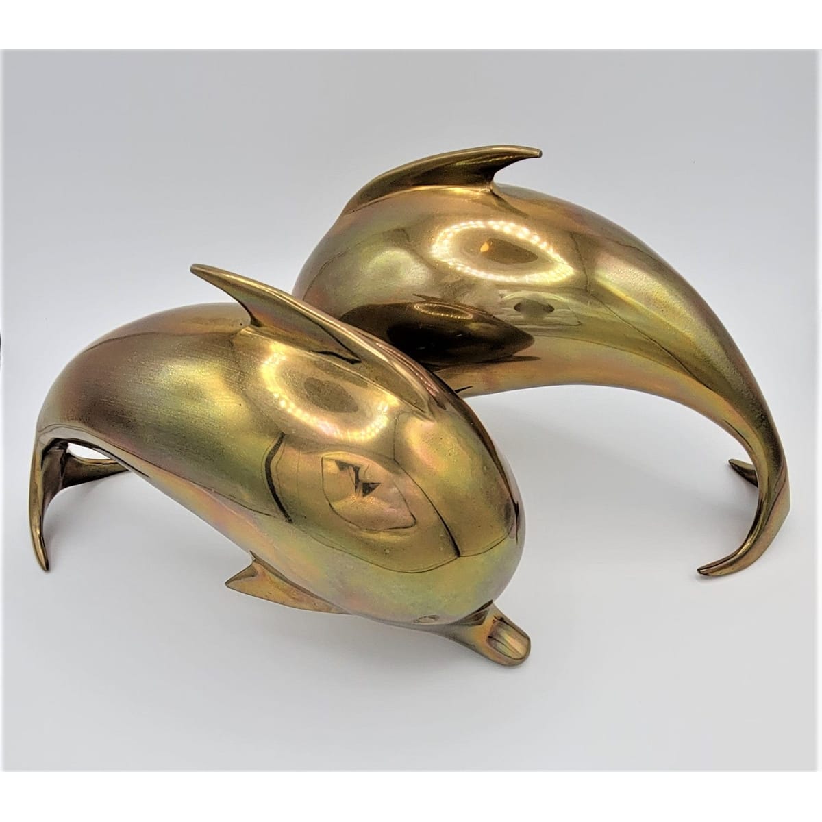 Dolbi Cashier Bookends Superb Dolbi Cashier Solid Brass Dolphin Porpoise Sculptural Bookends Circa 1986