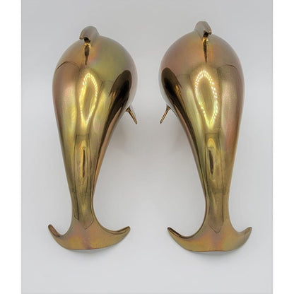 Dolbi Cashier Bookends Superb Dolbi Cashier Solid Brass Dolphin Porpoise Sculptural Bookends Circa 1986