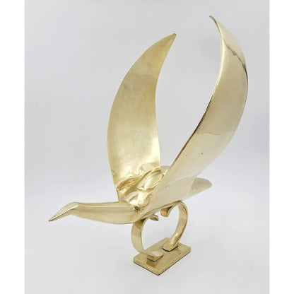 Dolbi Cashier Sculpture Dolbi Cashier Modernist Brass Dove Bird 20" Sculpture Statue Circa 1980