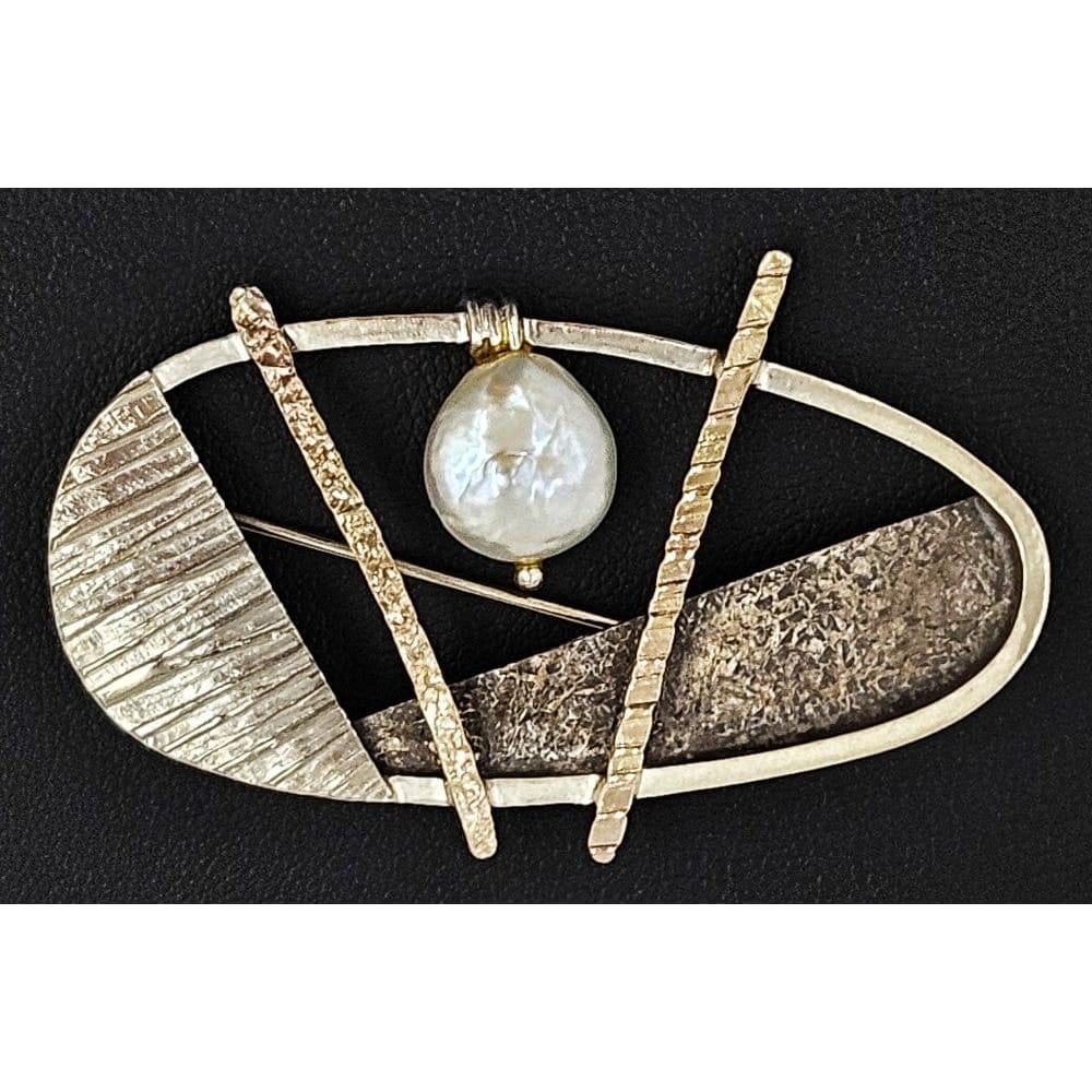 Donna Burdic Jewelry Sydney Lynch Protege Donna Burdic Sterling Pearl Abstract Modernist Brooch