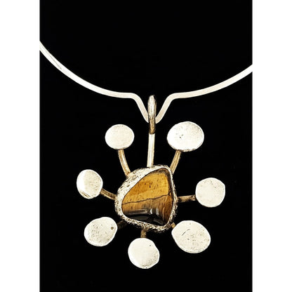 DS Denmark Jewelry D.S. Denmark Sterling Abstract Modernist Atomic Statement Necklace