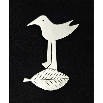 E Mik Jewelry US Artisan E Mik Sterling Silver Abstract Modernist Brooch Pin