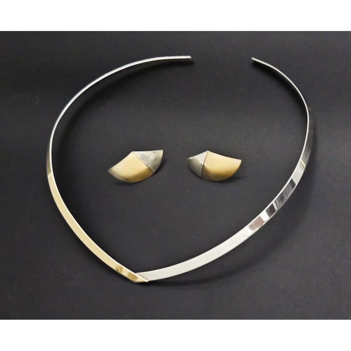 Ed Levin Jewelry Ed Levin Vintage Abstract Modernist Sterling 14K Gold Earrings &amp; Necklace