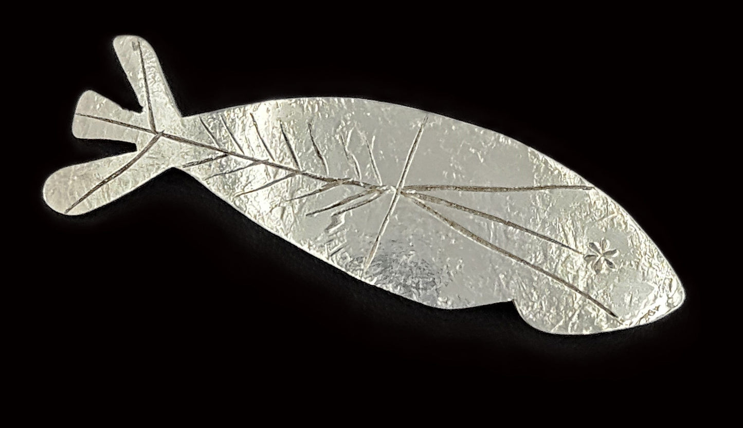 Ed Levin Jewelry Estate Find Rare Ed Levin Modernist Naturalism Sterling Fish Brooch C. 1960s