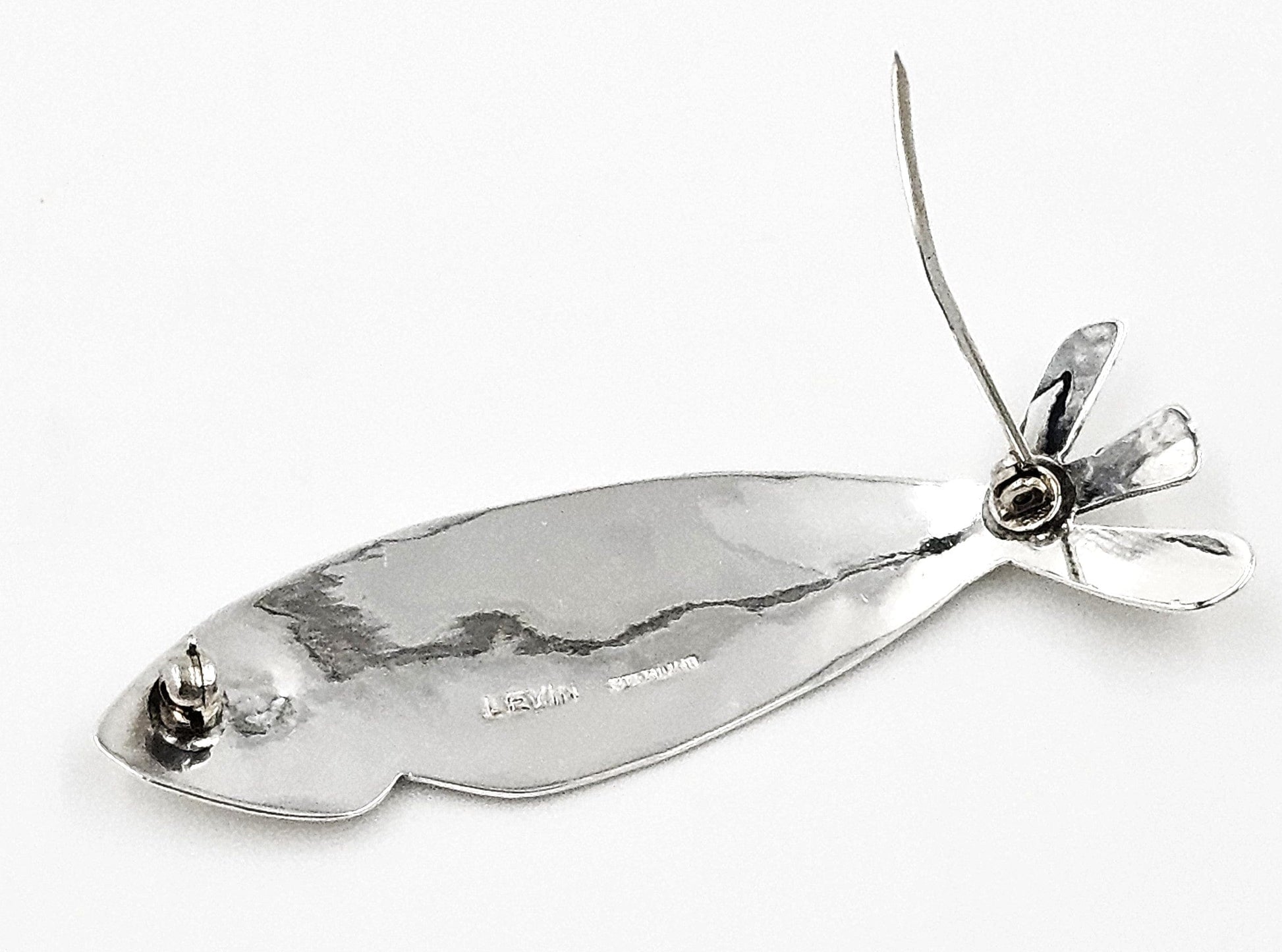 Ed Levin Jewelry Estate Find Rare Ed Levin Modernist Naturalism Sterling Fish Brooch C. 1960s