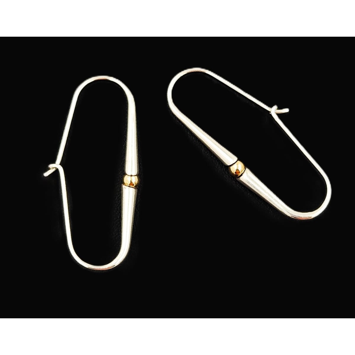 Ed Levin Jewelry Iconic Designer Ed Levin Modernist Sterling + 14K Gold Earrings 1980s