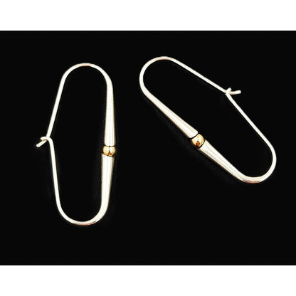 Ed Levin Jewelry Iconic Designer Ed Levin Modernist Sterling + 14K Gold Earrings 1980s