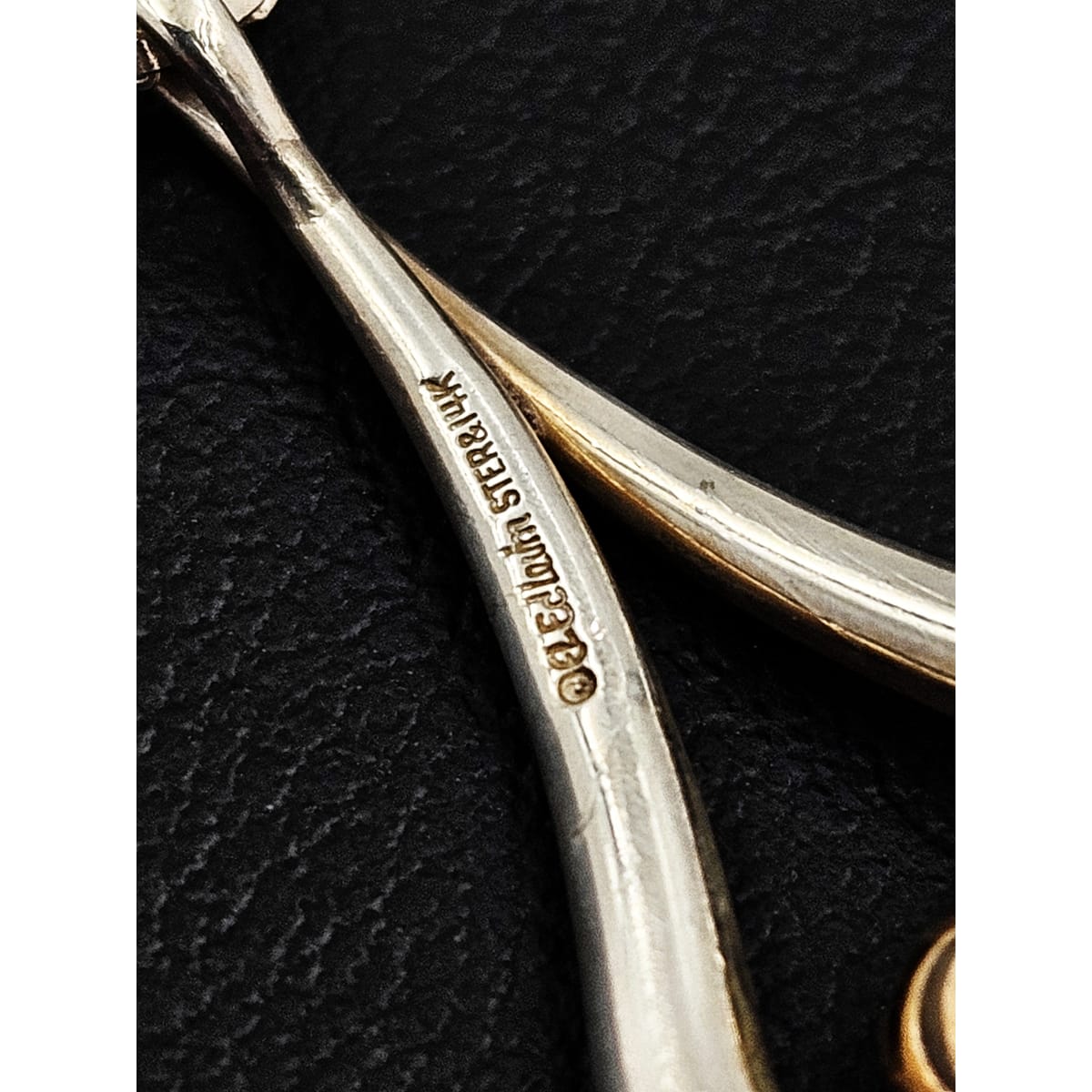 Ed Levin Jewelry Retired Ed Levin Abstract Modernist Sterling 14K Gold Necklace 1980s
