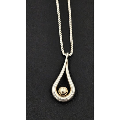 Ed Levin Jewelry Retired Ed Levin Abstract Modernist Sterling 14K Gold Necklace 1980s