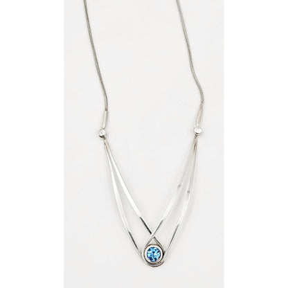 Ed Levin Jewelry Retired Ed Levin Modernist Articulating Sterling &amp; Blue Topaz Y Necklace 1980s
