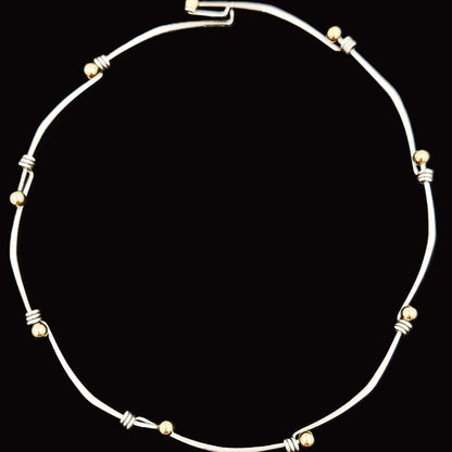 Ed Levin Jewelry Superb Designer Ed Levin Sterling 14K Gold Rare Modernist Slide Bar Necklace