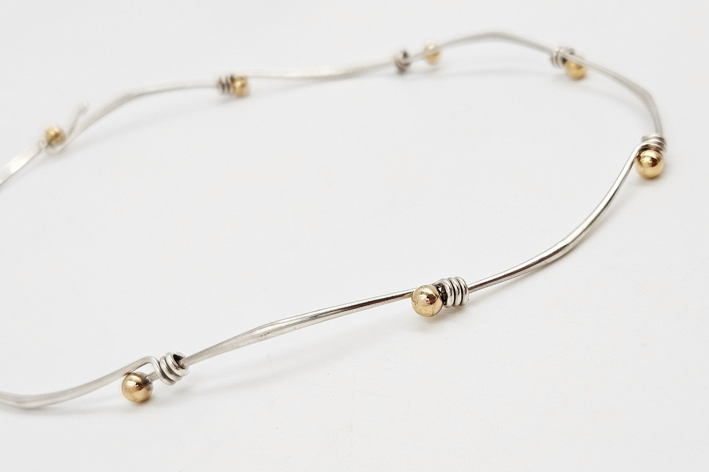 Ed Levin Jewelry Superb Designer Ed Levin Sterling 14K Gold Rare Modernist Slide Bar Necklace