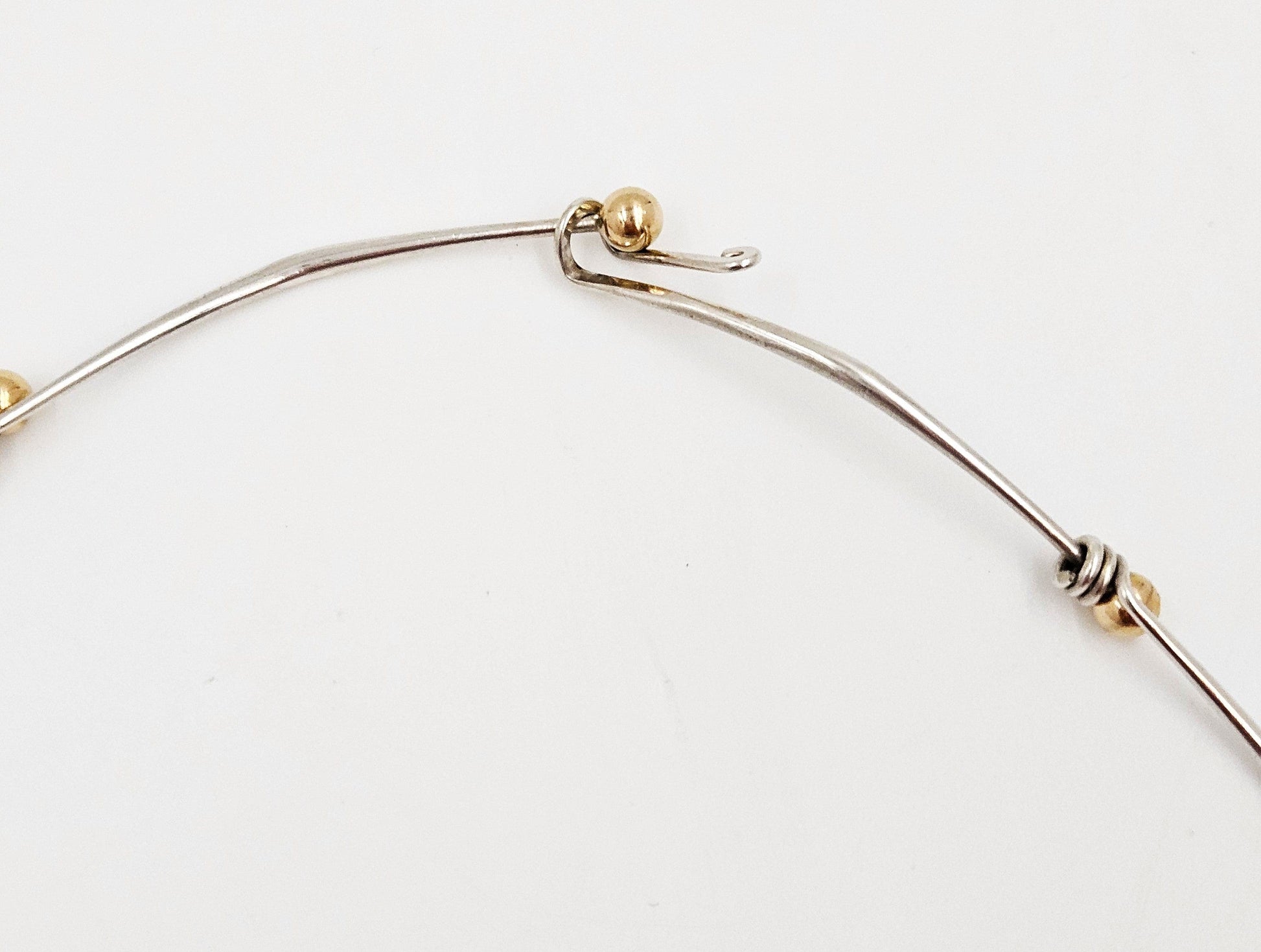 Ed Levin Jewelry Superb Designer Ed Levin Sterling 14K Gold Rare Modernist Slide Bar Necklace