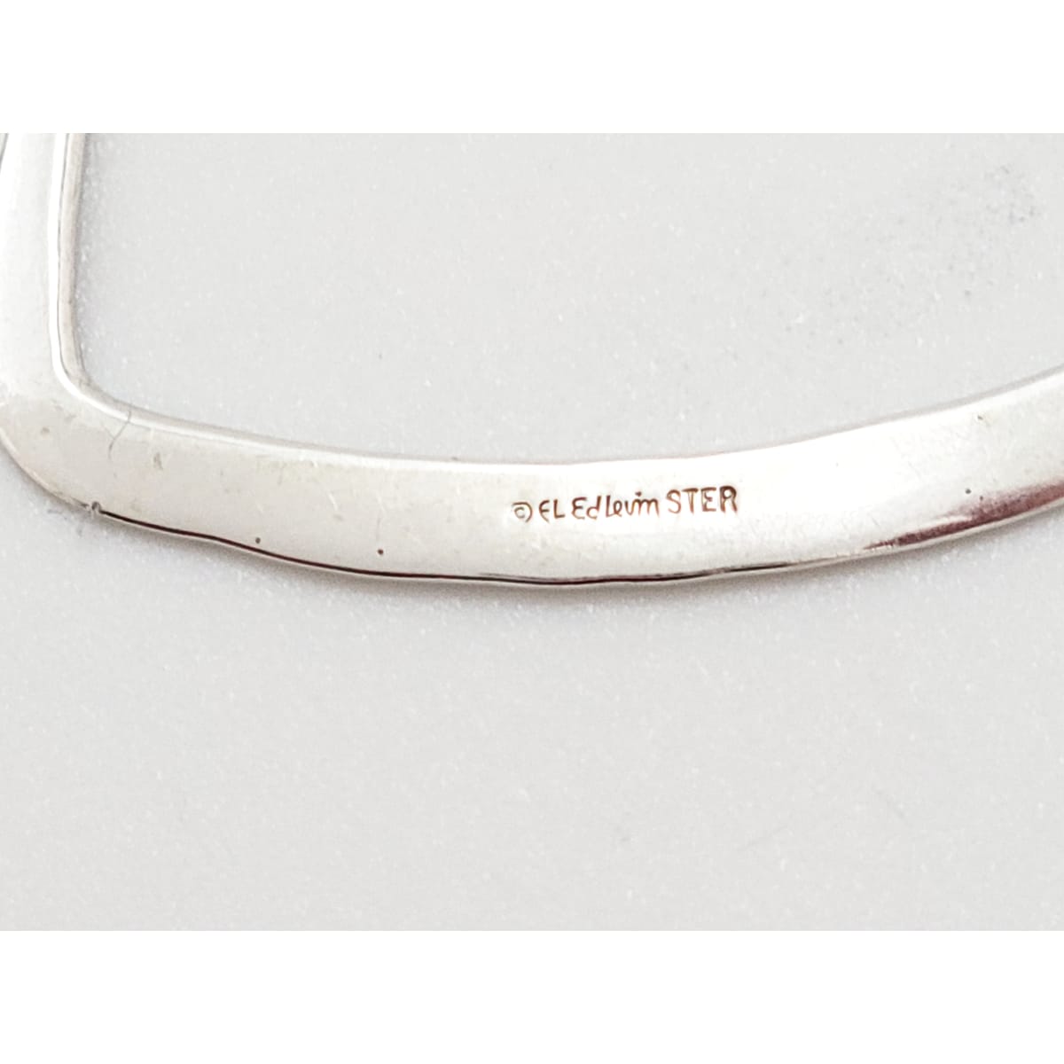 Ed Levin Jewelry US Designer Ed Levin Modernist Hammered Sterling Hoop Earrings Circa 1980s