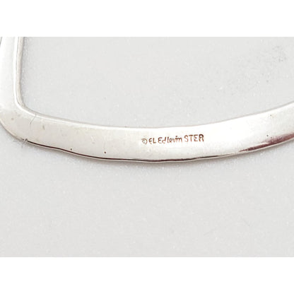 Ed Levin Jewelry US Designer Ed Levin Modernist Hammered Sterling Hoop Earrings Circa 1980s