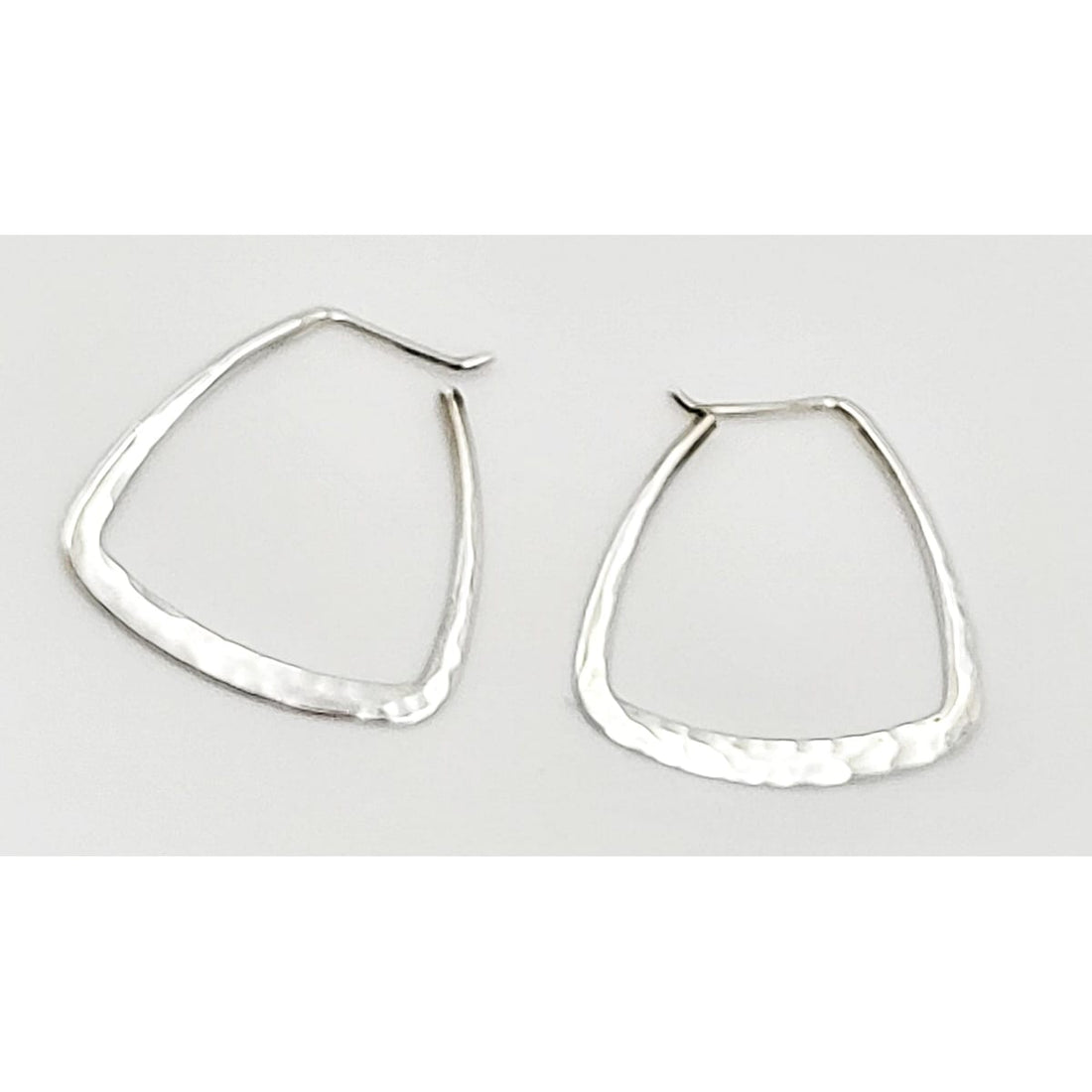 Ed Levin Jewelry US Designer Ed Levin Modernist Hammered Sterling Hoop Earrings Circa 1980s