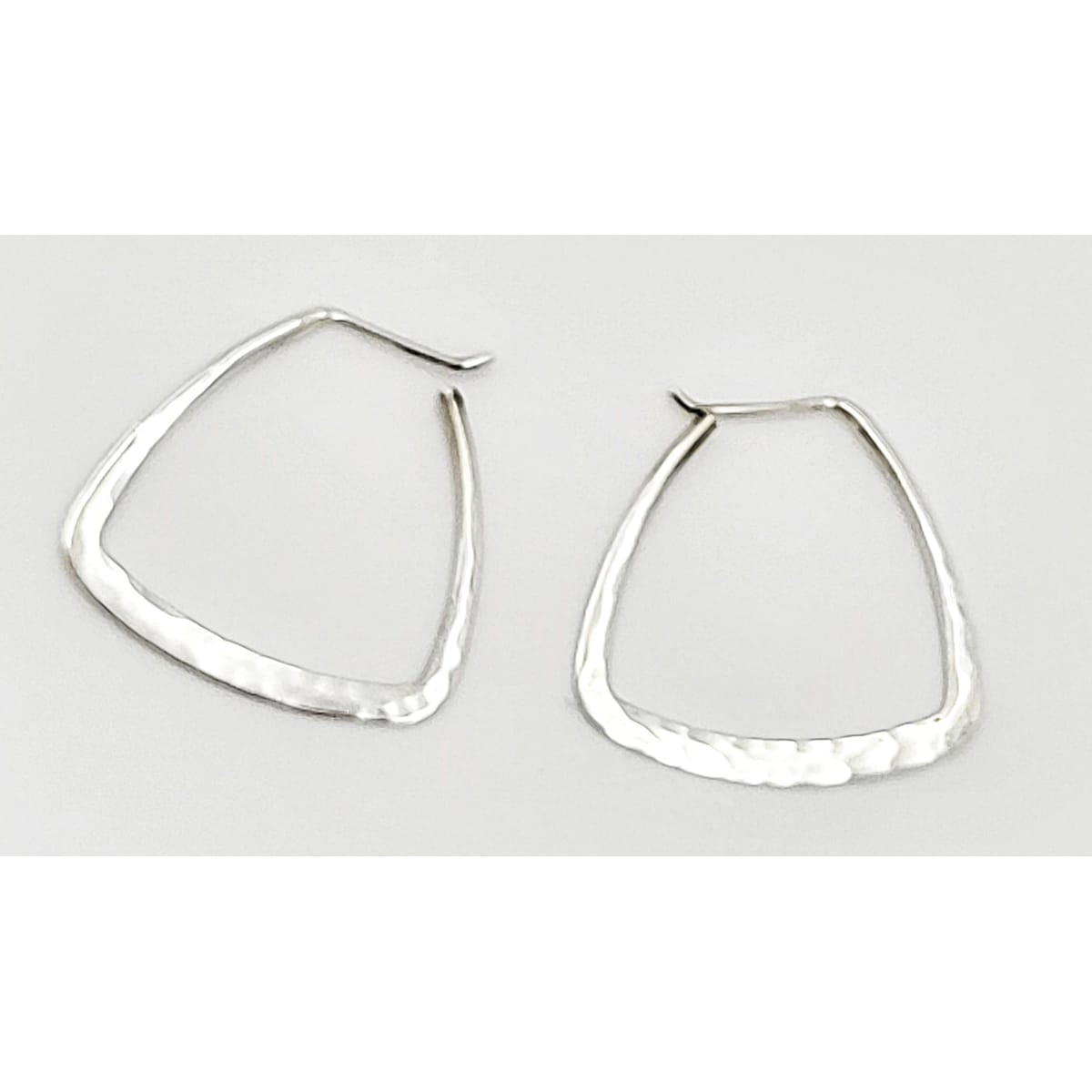 Ed Levin Jewelry US Designer Ed Levin Modernist Hammered Sterling Hoop Earrings Circa 1980s