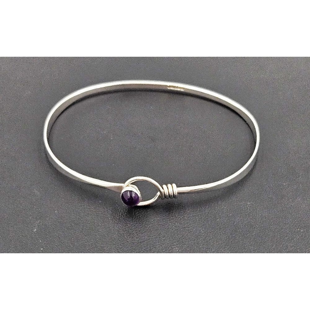 Ed Levin Jewelry USA Designer Ed Levin Retired Sterling Amethyst Modernist Bangle 70/80s