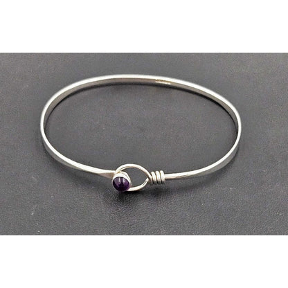 Ed Levin Jewelry USA Designer Ed Levin Retired Sterling Amethyst Modernist Bangle 70/80s