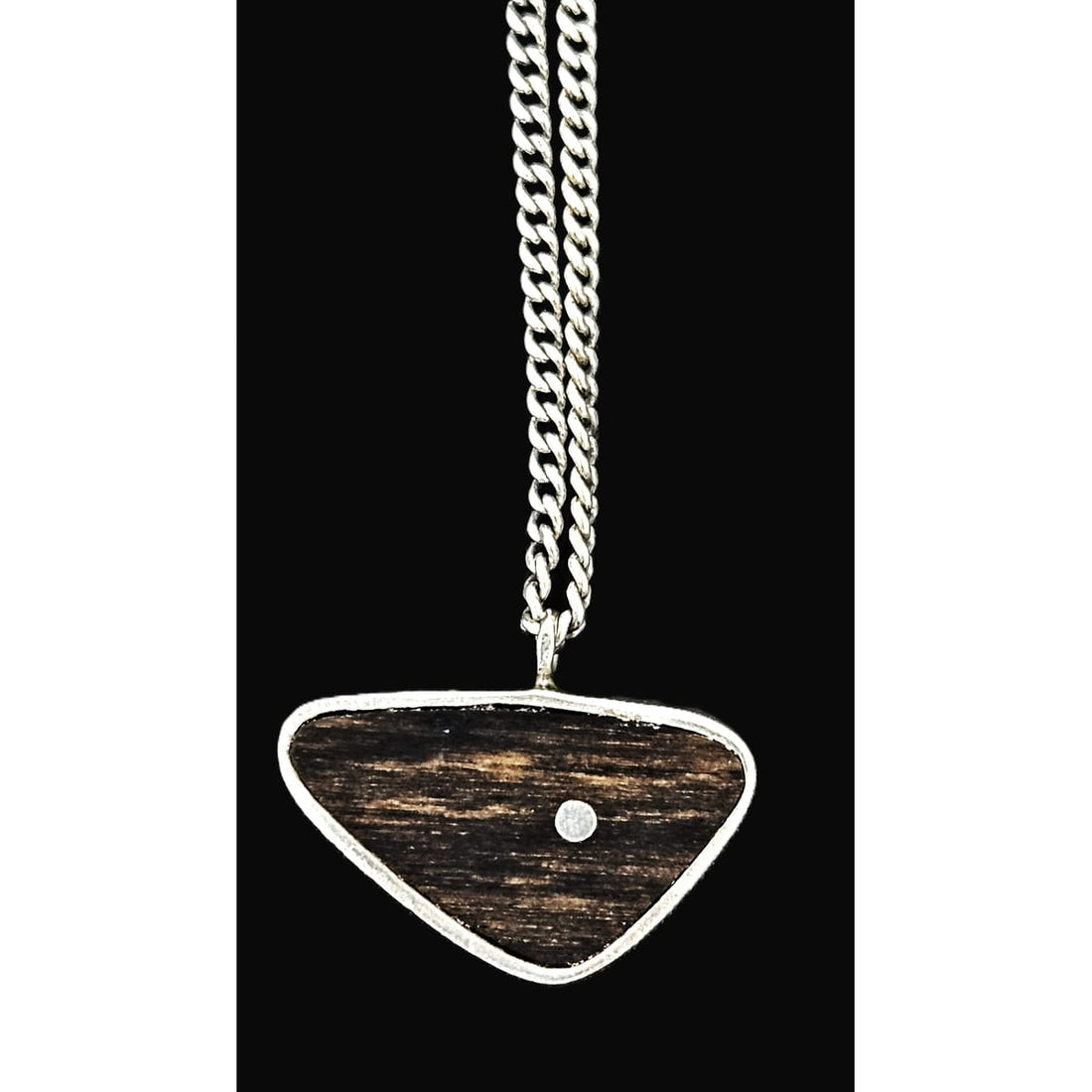 Ed Wiener Jewelry Superb Ed Wiener Sterling &amp; Ebony Wood Modernist Pendant Necklace  C. 1950s