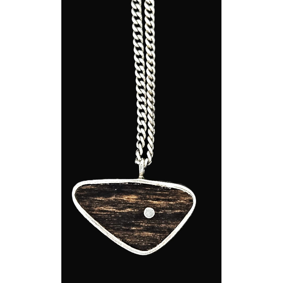 Ed Wiener Jewelry Superb Ed Wiener Sterling &amp; Ebony Wood Modernist Pendant Necklace  C. 1950s
