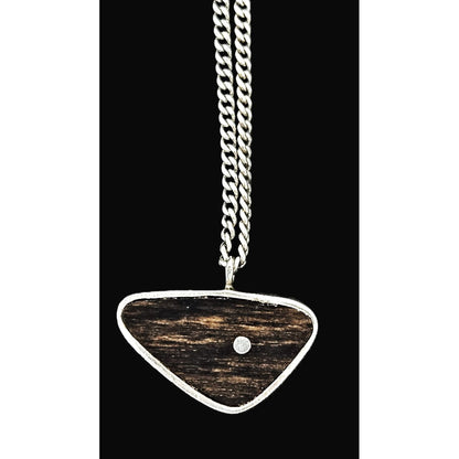Ed Wiener Jewelry Superb Ed Wiener Sterling &amp; Ebony Wood Modernist Pendant Necklace  C. 1950s