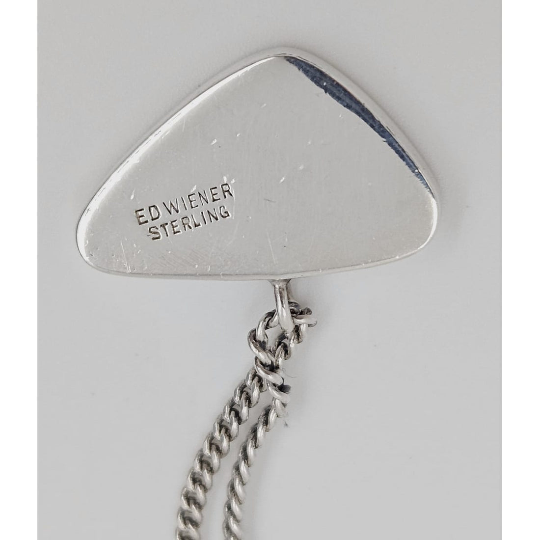 Ed Wiener Jewelry Superb Ed Wiener Sterling &amp; Ebony Wood Modernist Pendant Necklace  C. 1950s