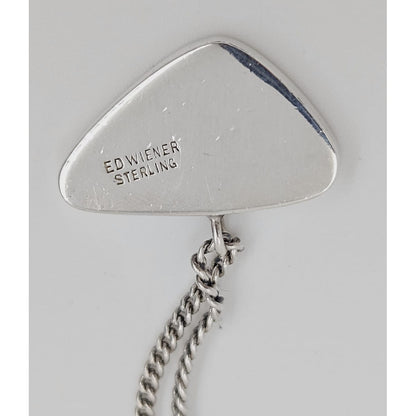 Ed Wiener Jewelry Superb Ed Wiener Sterling &amp; Ebony Wood Modernist Pendant Necklace  C. 1950s