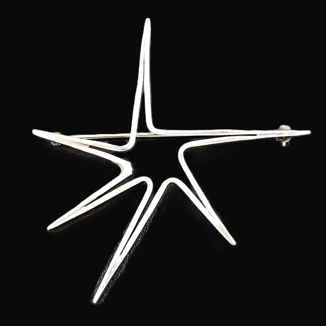 Ed Wiener Jewelry SUPERB Iconic Ed Wiener Modernist Sterling 3D Starburst Brooch Circa 1950s
