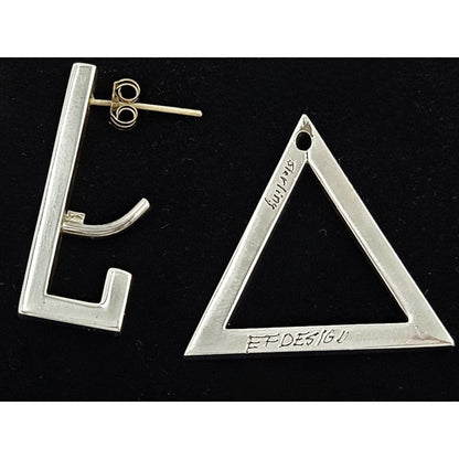 EF Design Jewelry EF Design 2 Piece Sterling Silver Modernist Drop Earrings Triangles