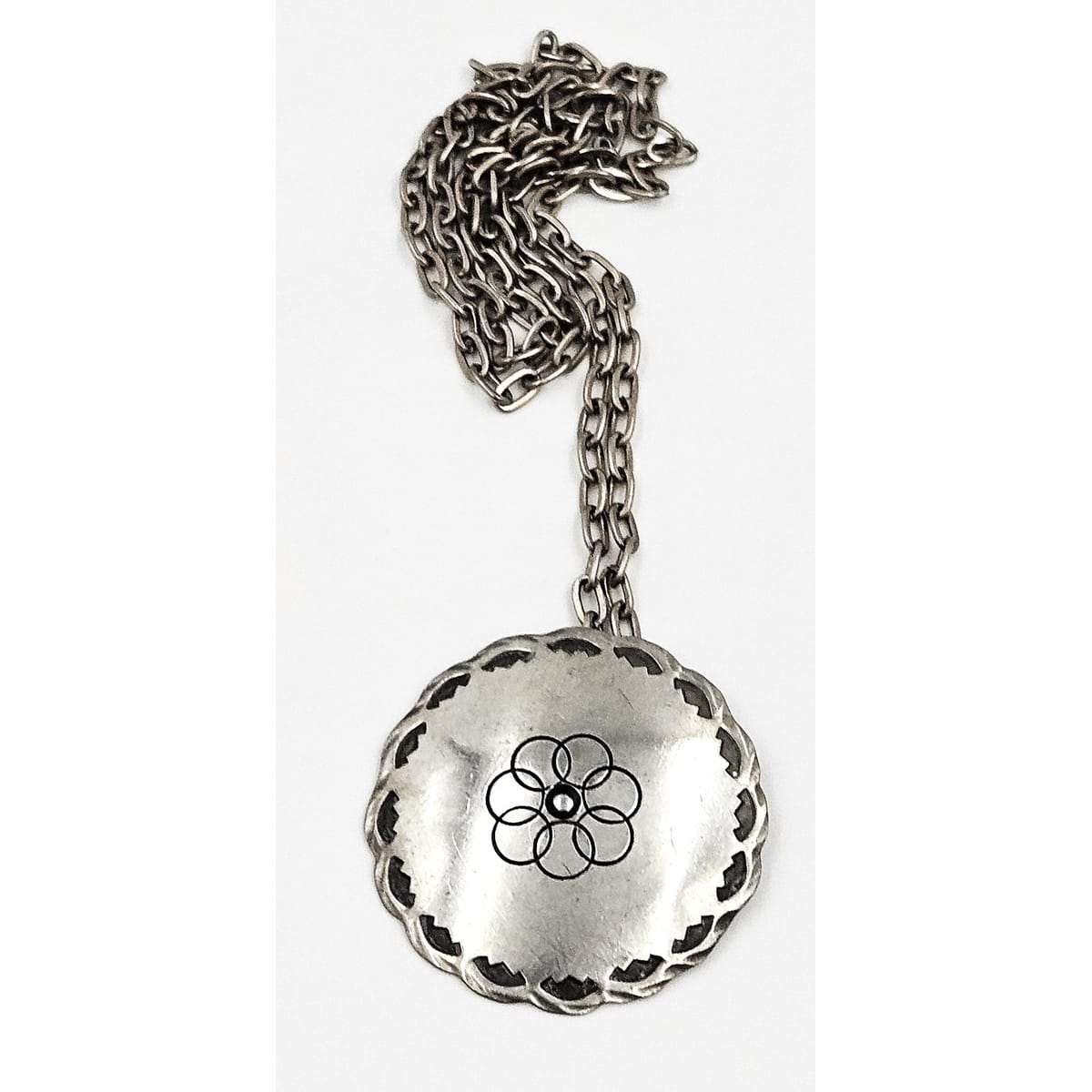Egg Denmark Jewelry Egg Denmark Large Pewter Viking Shield Pendant Statement Necklace 1960&
