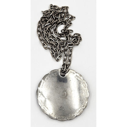 Egg Denmark Jewelry Egg Denmark Large Pewter Viking Shield Pendant Statement Necklace 1960&